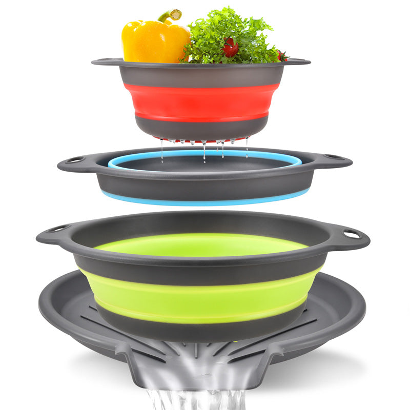 🔥 BEGRENZTES ANGEBOT: 50 % Rabatt! 🥗 Multifunktionales, zusammenklappbares Sieb – Abtropfgestell mit Auffangschale, kompakt und praktisch für die Küche ✨