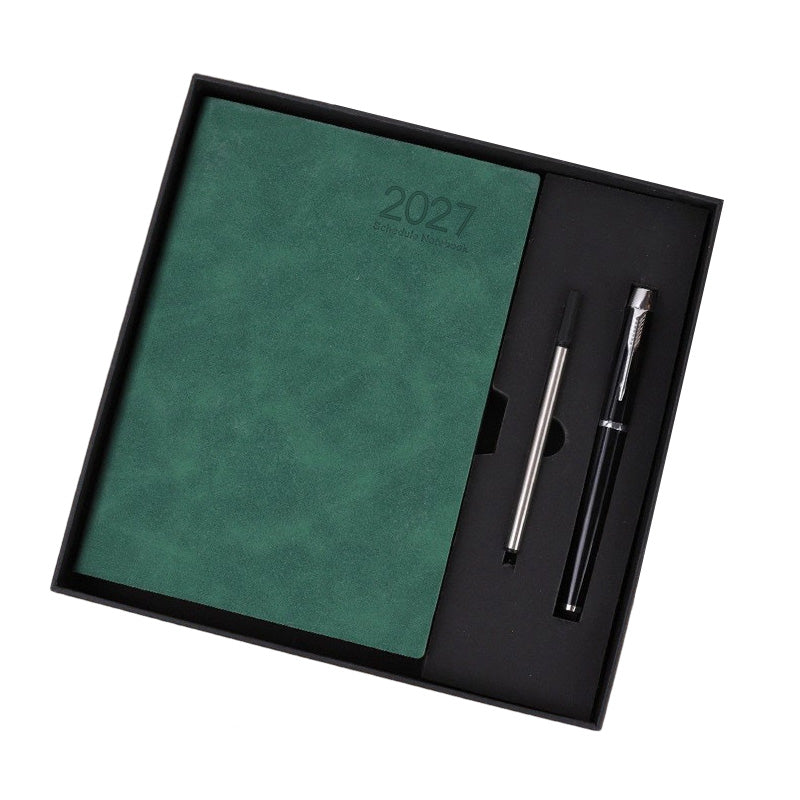 🔥✨ 2027 Minimalistisches A5 Notizbuch als Tagesplaner aus Premium PU-Leder (365 Tage)