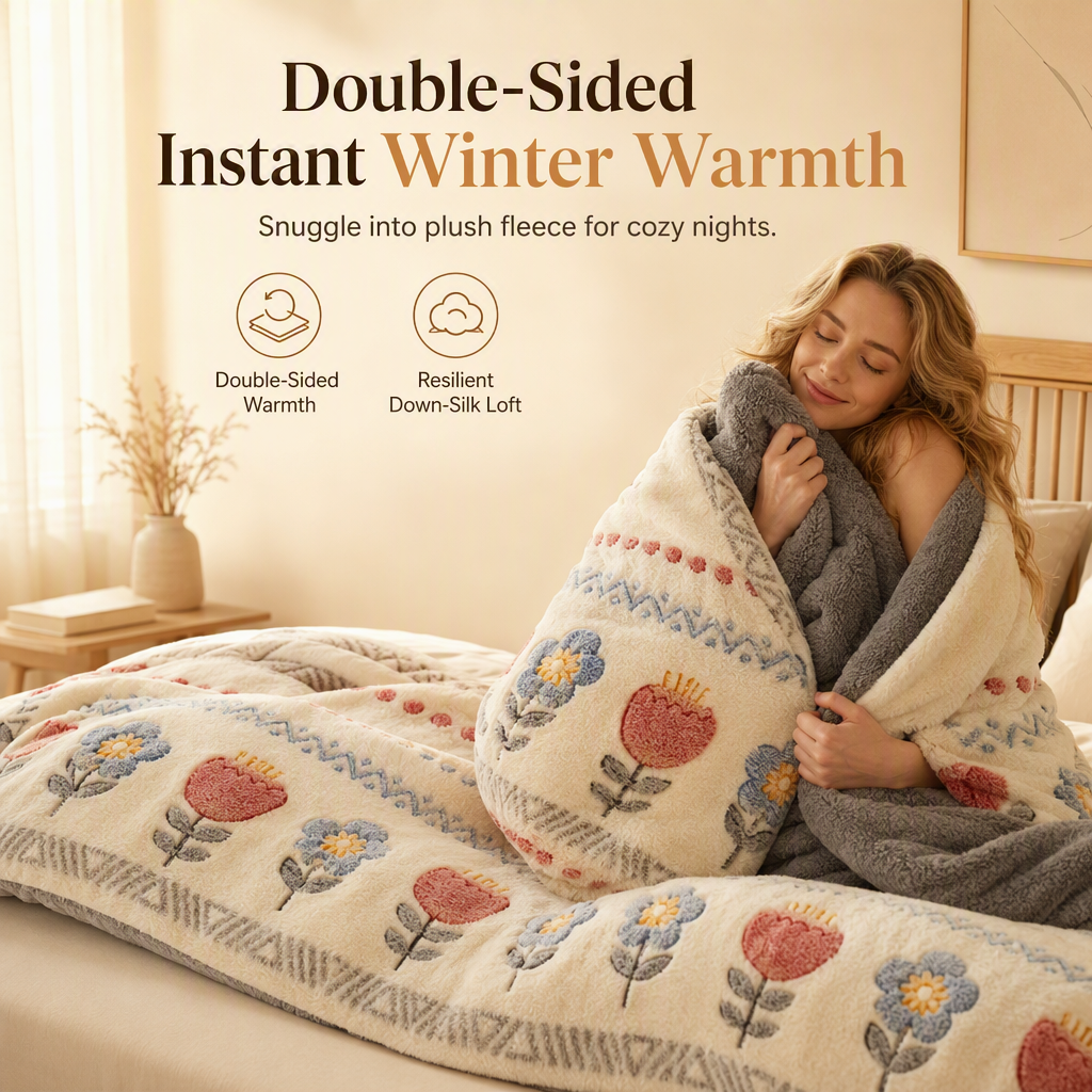 ✨【Limitiert – 50 % Rabatt】Verdickte beidseitige Lammfleece- und Milch-Samt-Winterdecke – Warme Bettdecke für Herbst und Winter💋