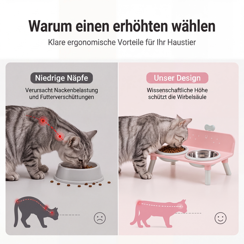 🐶 50 % Rabatt!🐾 Höhenverstellbarer Doppelnapf für Hunde & Katzen – Abnehmbare Futternäpfe mit stabilem Napfständer