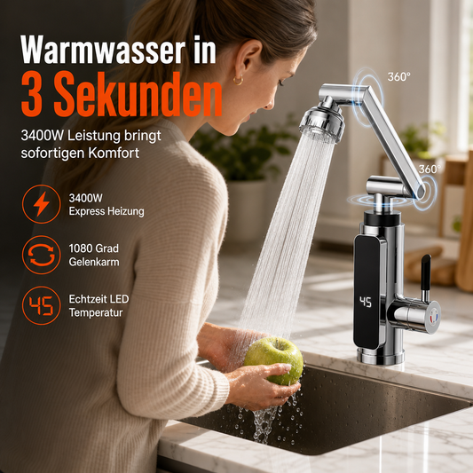 Elektrischer Warmwasserhahn mit Digitalanzeige & Thermostat
