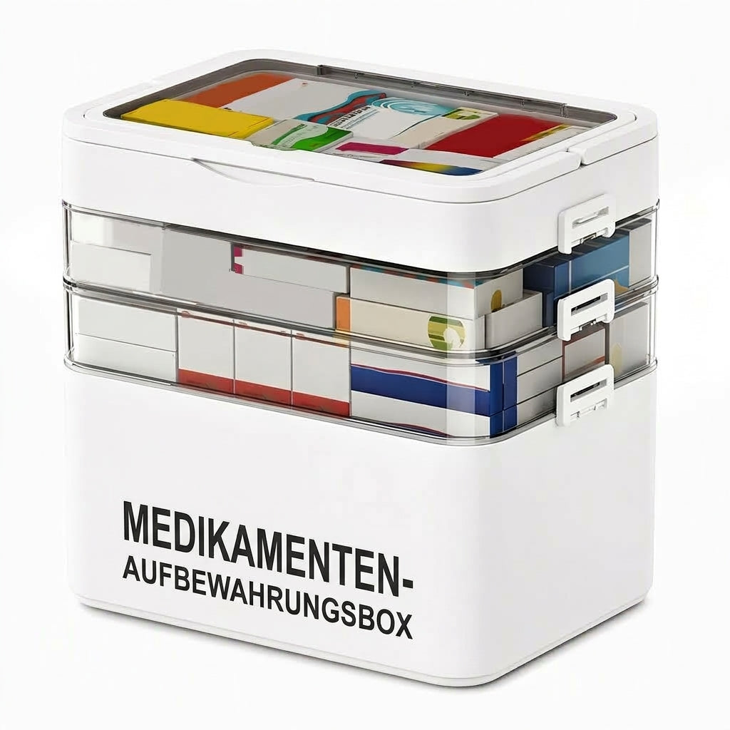 📢📢 JETZT 50 % RABATT!! ⏰💊 Große Medikamenten-Aufbewahrungsbox aus Kunststoff – Mehrlagig, unterteilt & tragbar für Haushalt & Notfall ✨