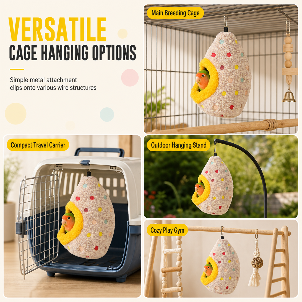 ⏳🔥ZEITLICH BEGRENZTER RABATT VON 50 %! ⏰🥚Hängendes Vogelnest aus Baumwolle mit Hängematte – warme Höhle mit doppeltem Fleecefutter für kleine Vögel ✨