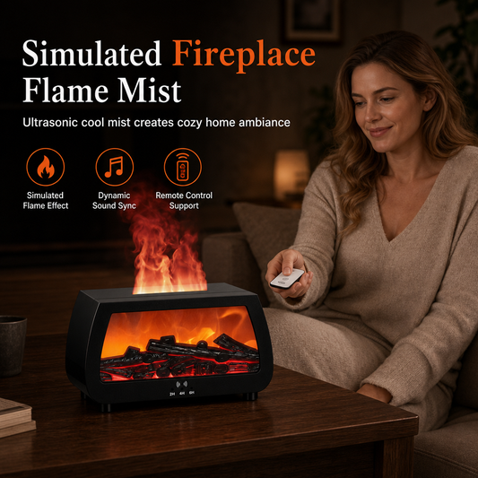 🔥 Kamin-Luftbefeuchter mit Flammeneffekt & Aroma-Diffusor – automatische Duftabgabe, für ätherische Öle