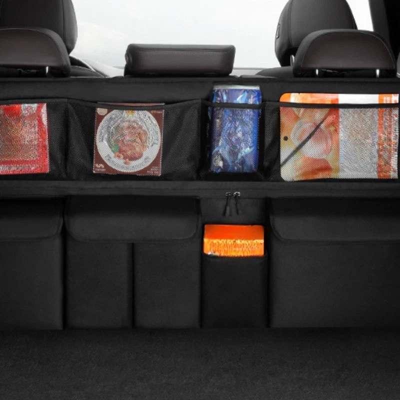 🚗 Große Kofferraum-Organizer-Tasche – multifunktionaler Sitzlehnen-Organizer mit Netz, für mehr Ordnung im Auto