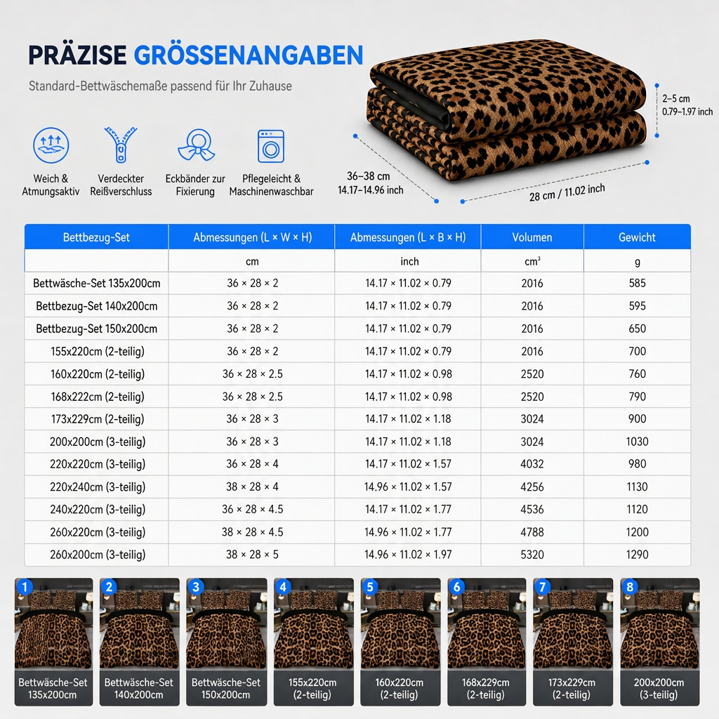 🔥 50 % Rabatt! 🐆 Bettwäscheset mit Leopardenmuster-Digitaldruck, 2–3-teiliges Set bestehend aus Bettbezug und Kissenbezügen 🛏️✨