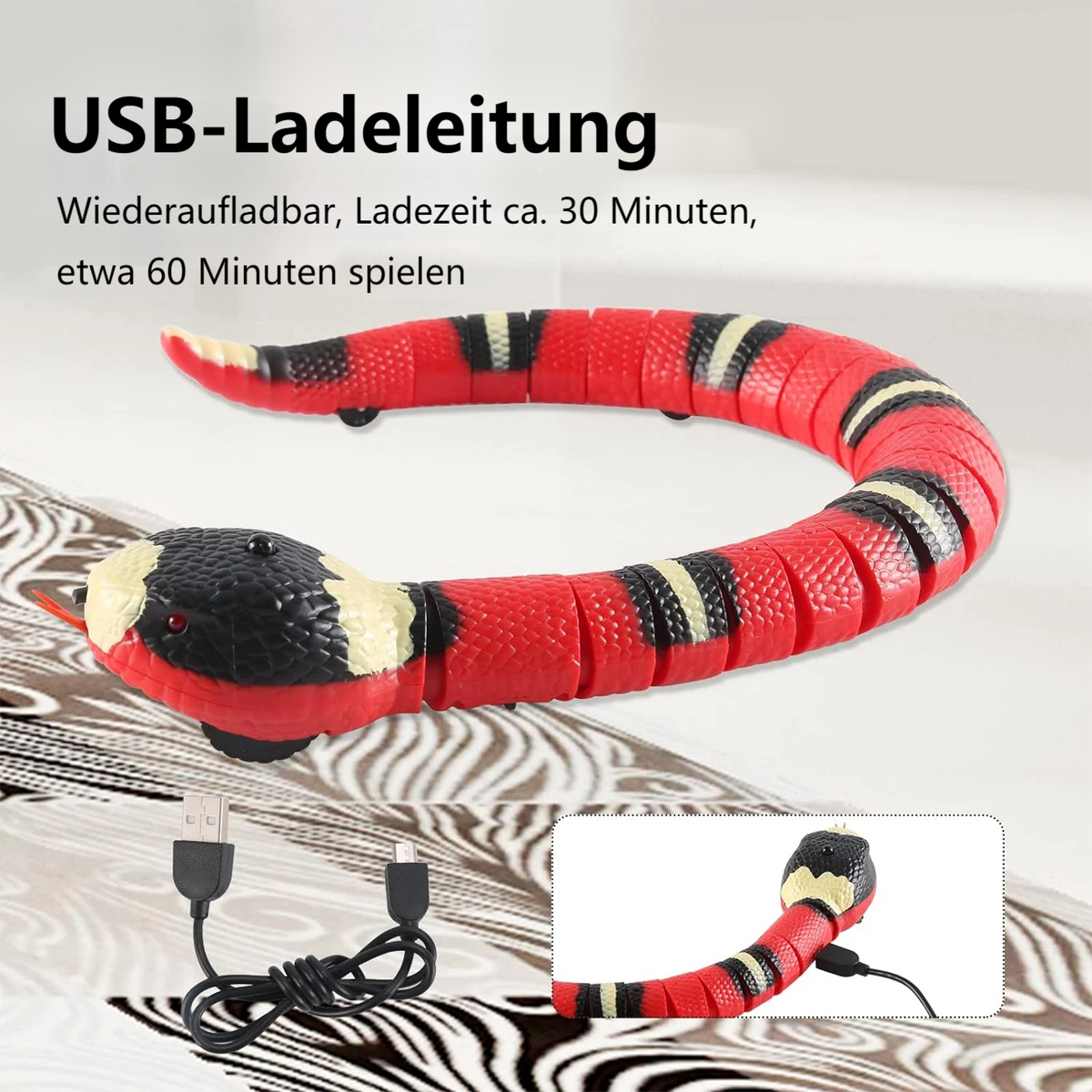 🐍 50% RABATT ✨ Elektrische fühlende Schlange, spannendes Spielzeug, hält Ihr Haustier den ganzen Tag bei Laune🐱