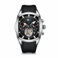 🕰️ Herren Tonneau Quarz-Chronograph mit skelettiertem Zifferblatt, Mondphase, Kalender & Silikonarmband