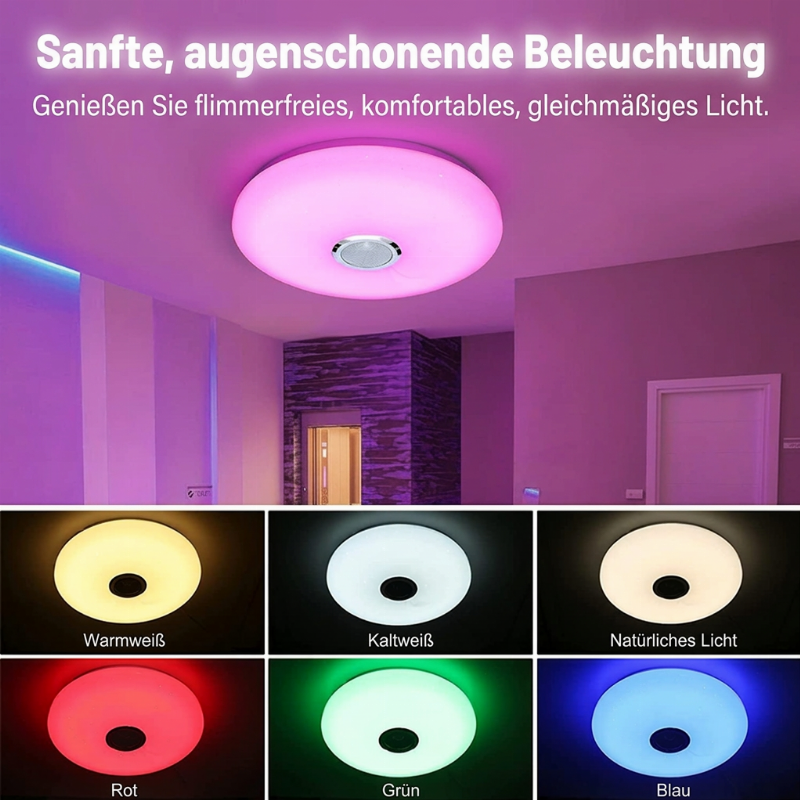 Intelligente LED-Musik-Deckenleuchte mit Bluetooth-Lautsprecher
