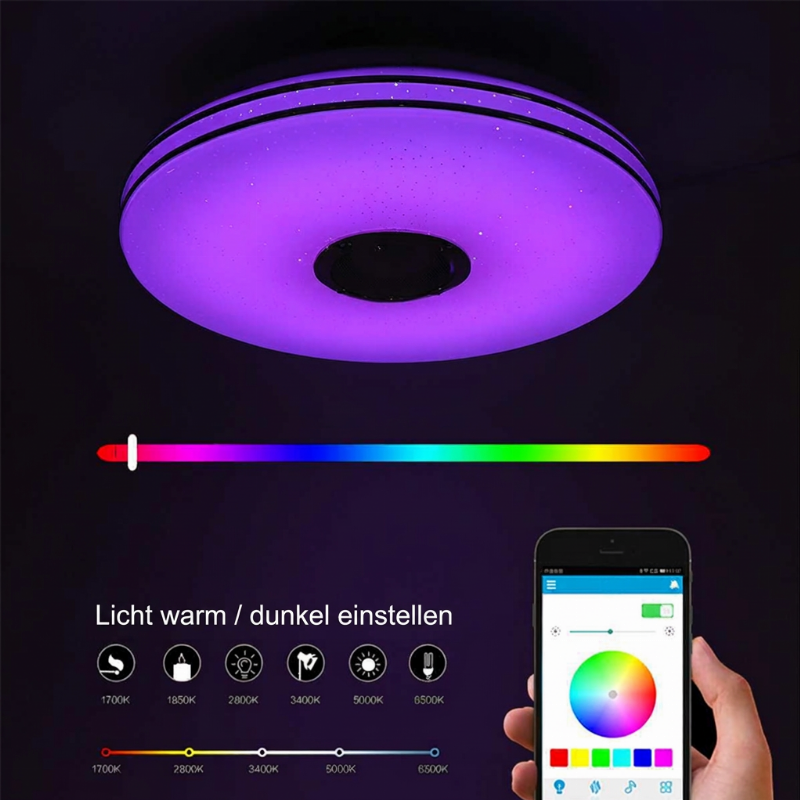 Intelligente LED-Musik-Deckenleuchte mit Bluetooth-Lautsprecher