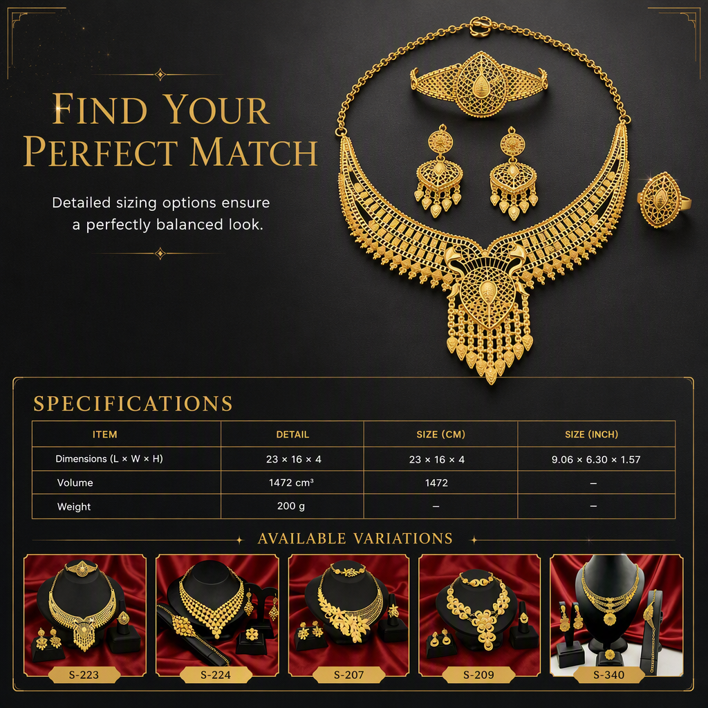⏳Limited-time 50% off⏰24K Gold Plated Bridal Jewelry Set | Dubai Indian Style | Necklace Bracelet Ring & Earrings Set for Women💛💍📿