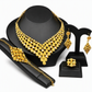 ⏳Limited-time 50% off⏰24K Gold Plated Bridal Jewelry Set | Dubai Indian Style | Necklace Bracelet Ring & Earrings Set for Women💛💍📿