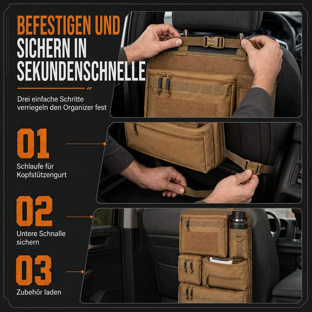 📢📢50% RABATT !!⏰Robuster taktischer Rücksitz-Organizer für Autos aus Nylon, Mehrfachtaschen-Aufbewahrungstasche mit Reißverschluss für SUVs
