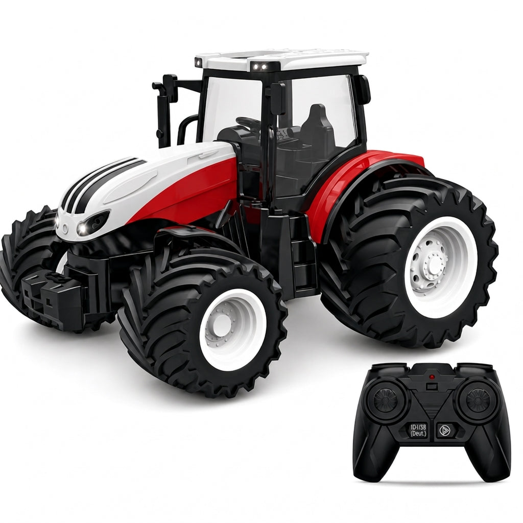 Großes Kinder-Spielzeugset: Farmtraktor mit Anhänger und Zubehör, reibungsbetrieben und ferngesteuertes Baufahrzeug für Jungen
