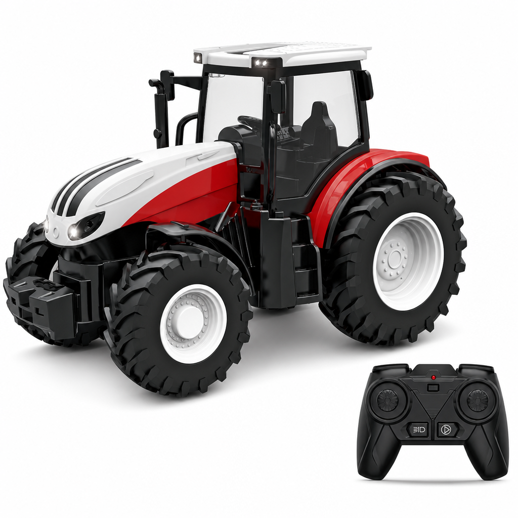 Großes Kinder-Spielzeugset: Farmtraktor mit Anhänger und Zubehör, reibungsbetrieben und ferngesteuertes Baufahrzeug für Jungen
