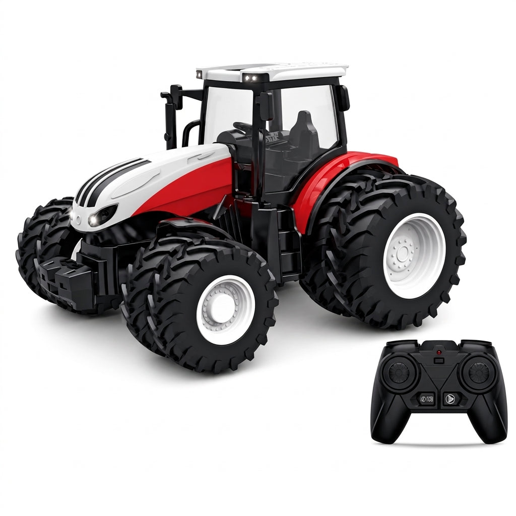 Großes Kinder-Spielzeugset: Farmtraktor mit Anhänger und Zubehör, reibungsbetrieben und ferngesteuertes Baufahrzeug für Jungen