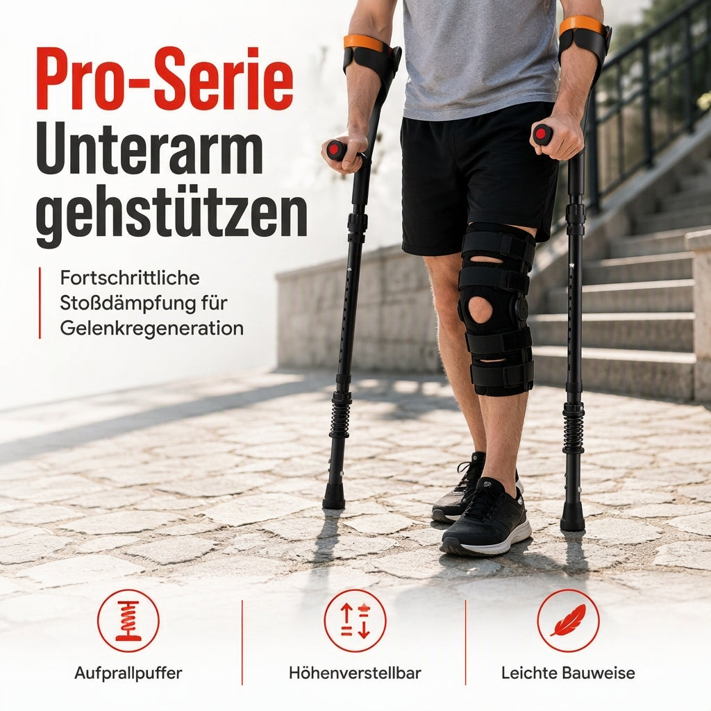 ✨ JETZT 50 % RABATT! !✨ Faltbare Unterarmgehstützen – stoßdämpfendes Federsystem, verstärkter Aluminiumschaft & rutschfeste Gummifüße – komfortable Mobilitätshilfe für die Frakturrehabilitation 🦵