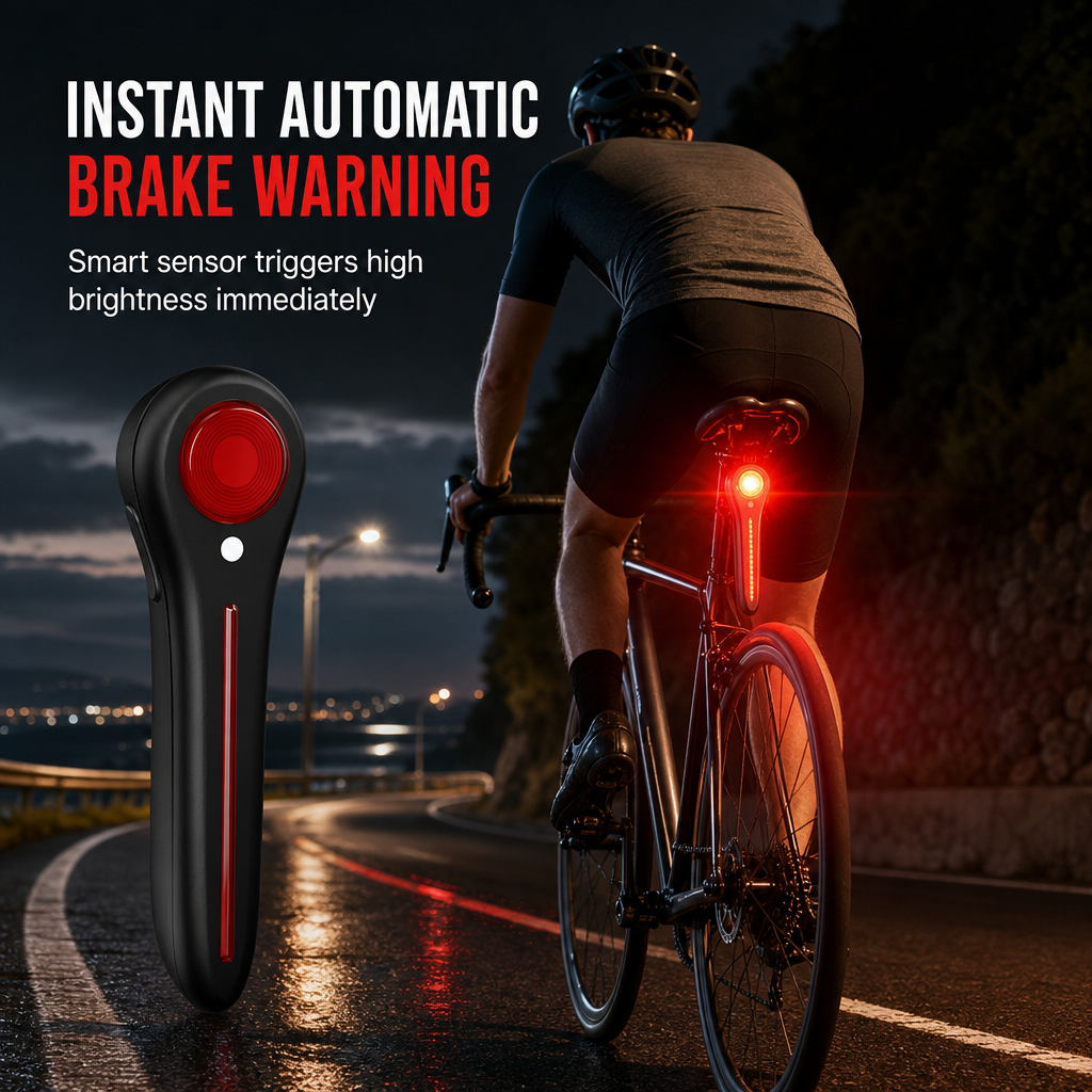 🚴Rechargeable Bicycle Brake Taillight Bike Rear☑️Safety Light for Road and Mountain Cycling