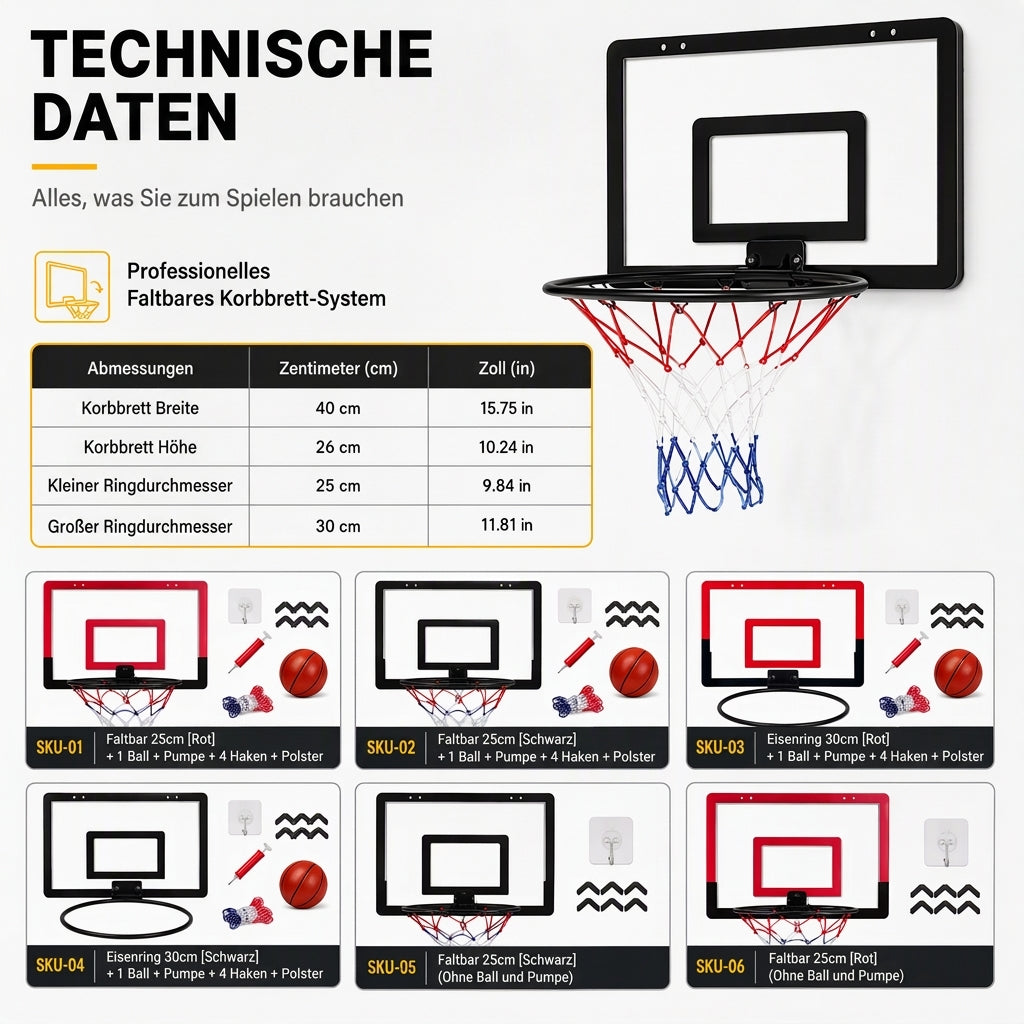 📢📢 50% RABATT !! ⏰ Nicht zu bohrendes, wandmontiertes und klappbares Basketballkorb-Spielzeugset für Indoor- und Outdoor-Spielen von Kindern