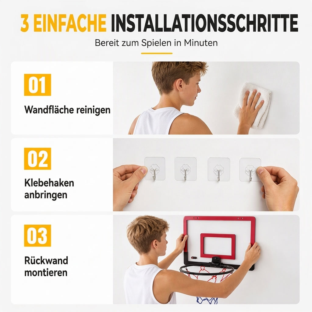 📢📢 50% RABATT !! ⏰ Nicht zu bohrendes, wandmontiertes und klappbares Basketballkorb-Spielzeugset für Indoor- und Outdoor-Spielen von Kindern