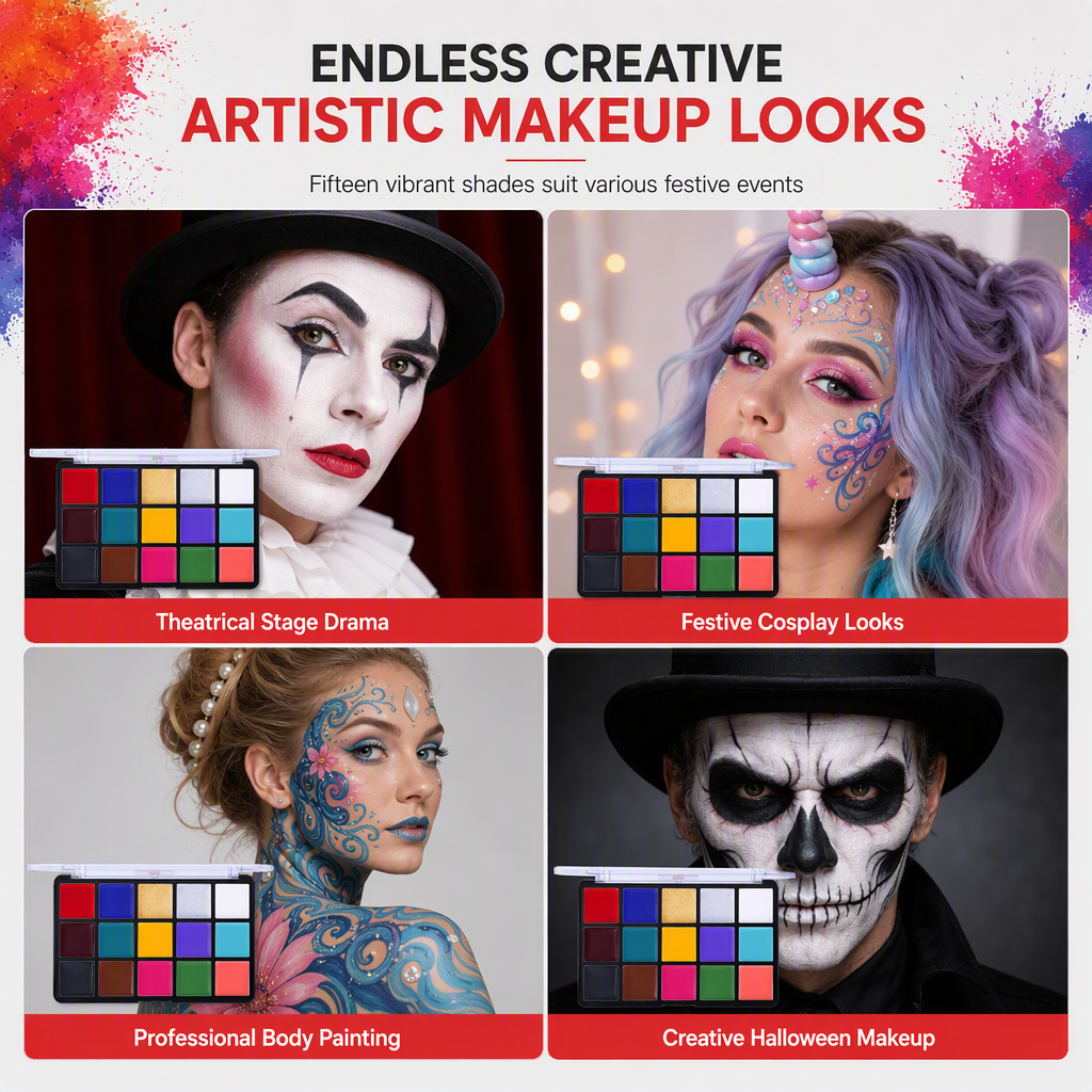 ⏳Zeitlich begrenztes Angebot⏳  🎨 Palette mit 15 Farben ölbasierter Gesichts- und Körperfarbe