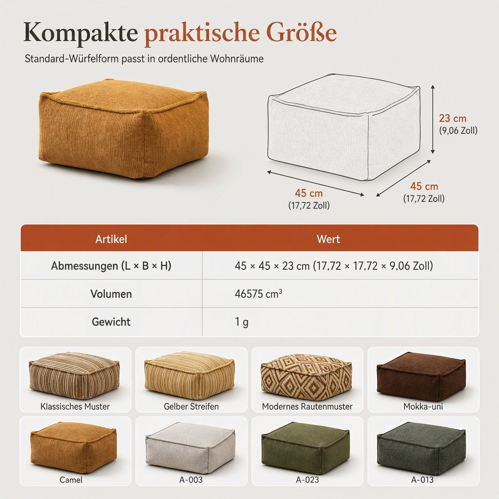📢📢50 % RABATT!! ⏰Hockerbezug mit Aufbewahrungsfunktion: Mit Kleidung befüllbar, bis 100 kg belastbar, mit breitem Reißverschluss, waschbar, 45 x 45 x 23 cm