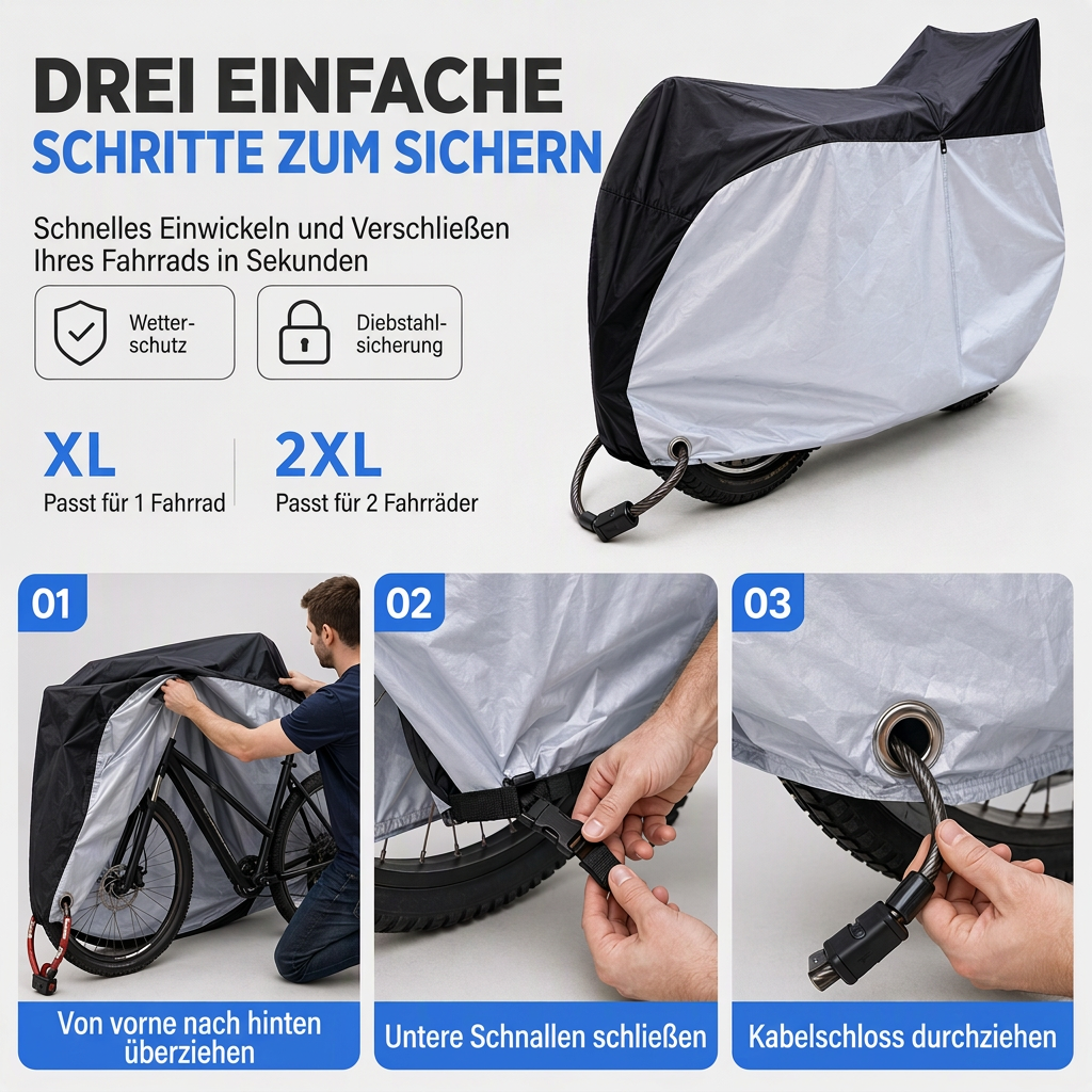 📢📢 50% RABATT !! ⏰ Wasserfeste und staubdichte 190T Fahrradabdeckung für den Außenbereich zum Schutz Ihres Fahrrads