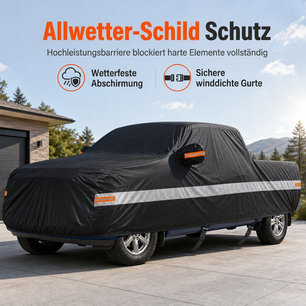 🚗50 % Rabatt ! Pickup Abdeckung Wasserdicht – Rundumschutz bei jedem Wetter, lackschonend! 🛡️ Winddicht mit Gurten, UV- & regenfest, reißfestes 190T-Gewebe 💨