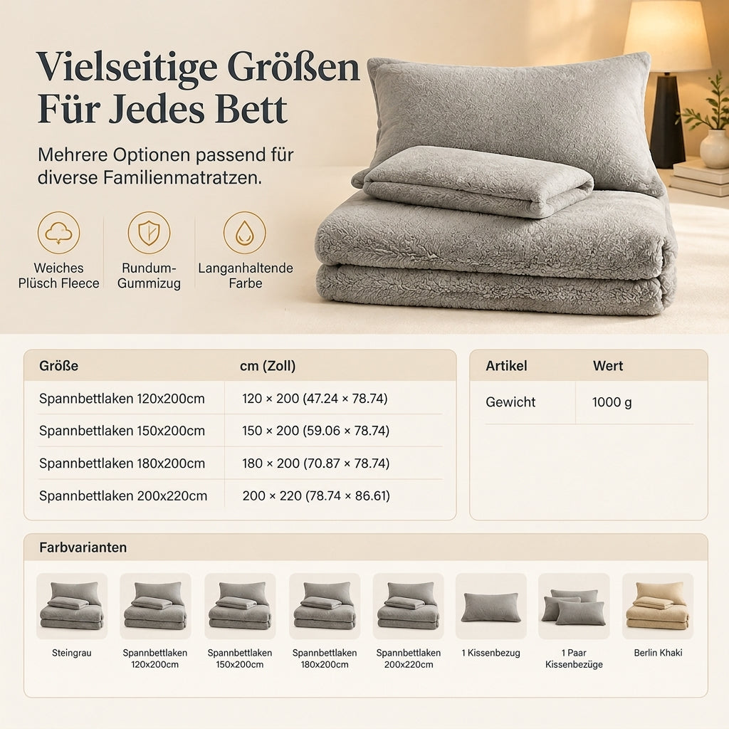 🔥50 % RABATT – Nicht verpassen!🔥Dicker, warmer Plüsch-Spannbettlaken in einfarbiger Farbe, weicher Matratzenbezug für den Winter