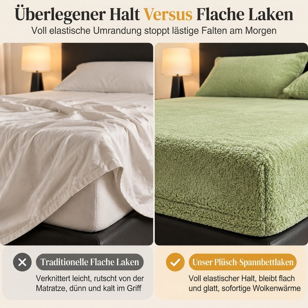 🔥50 % RABATT – Nicht verpassen!🔥Dicker, warmer Plüsch-Spannbettlaken in einfarbiger Farbe, weicher Matratzenbezug für den Winter