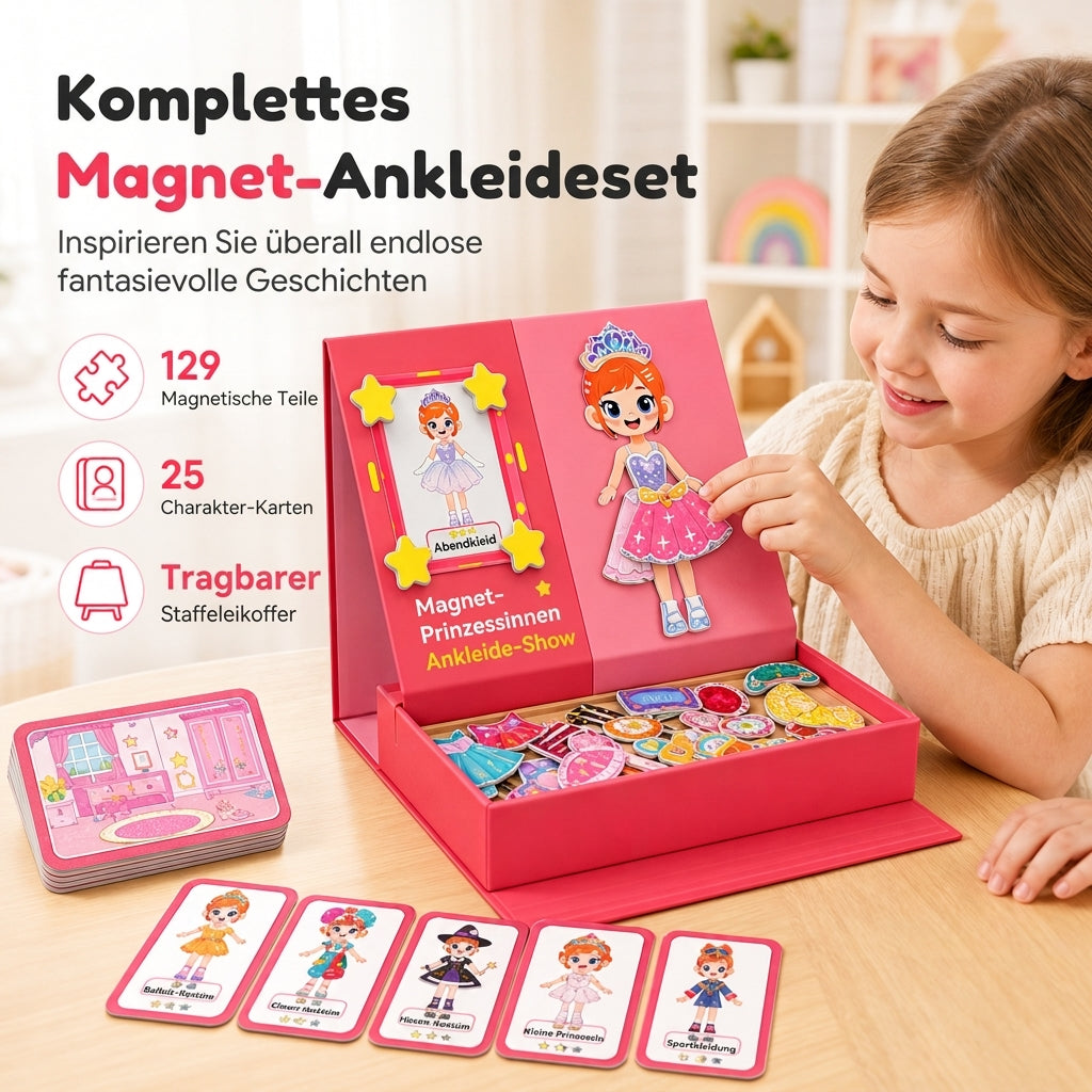⏳Zeitlich begrenztes Angebot⏳ 🧲 Magnetisches Prinzessinnen-Anzieh-Spiel: Sauberes, tragbares Gehäuse, geeignet für Alter 3-6, kreatives Spiel