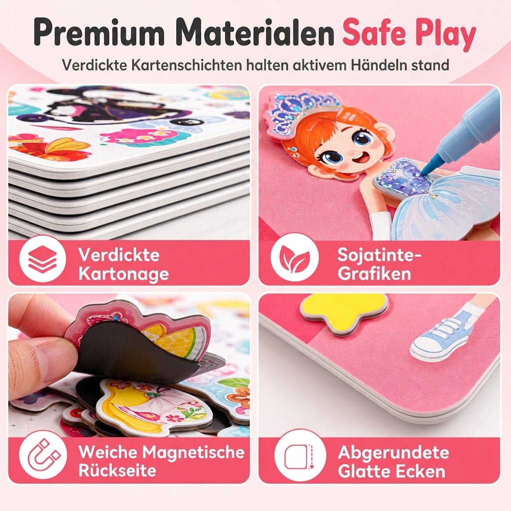 ⏳Zeitlich begrenztes Angebot⏳ 🧲 Magnetisches Prinzessinnen-Anzieh-Spiel: Sauberes, tragbares Gehäuse, geeignet für Alter 3-6, kreatives Spiel