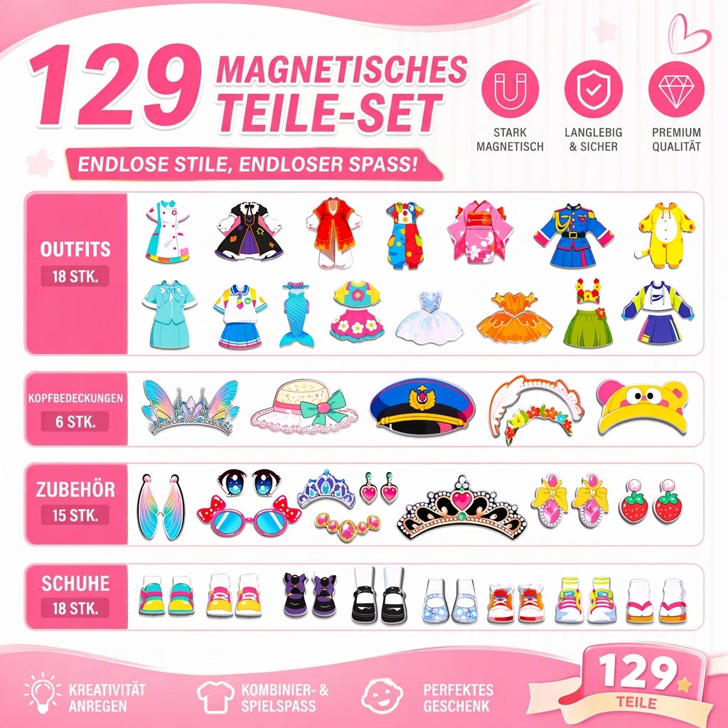 ⏳Zeitlich begrenztes Angebot⏳ 🧲 Magnetisches Prinzessinnen-Anzieh-Spiel: Sauberes, tragbares Gehäuse, geeignet für Alter 3-6, kreatives Spiel