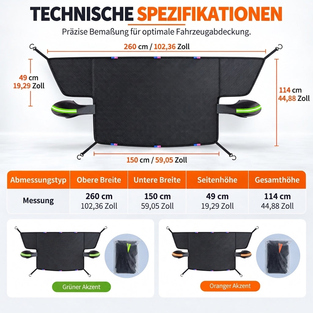 📢📢50% RABATT !!⏰Ganzjährig abgedeckter, verdickter Auto-Windschutzscheibenschutz für Schnee, Frost und Sonnenschutz