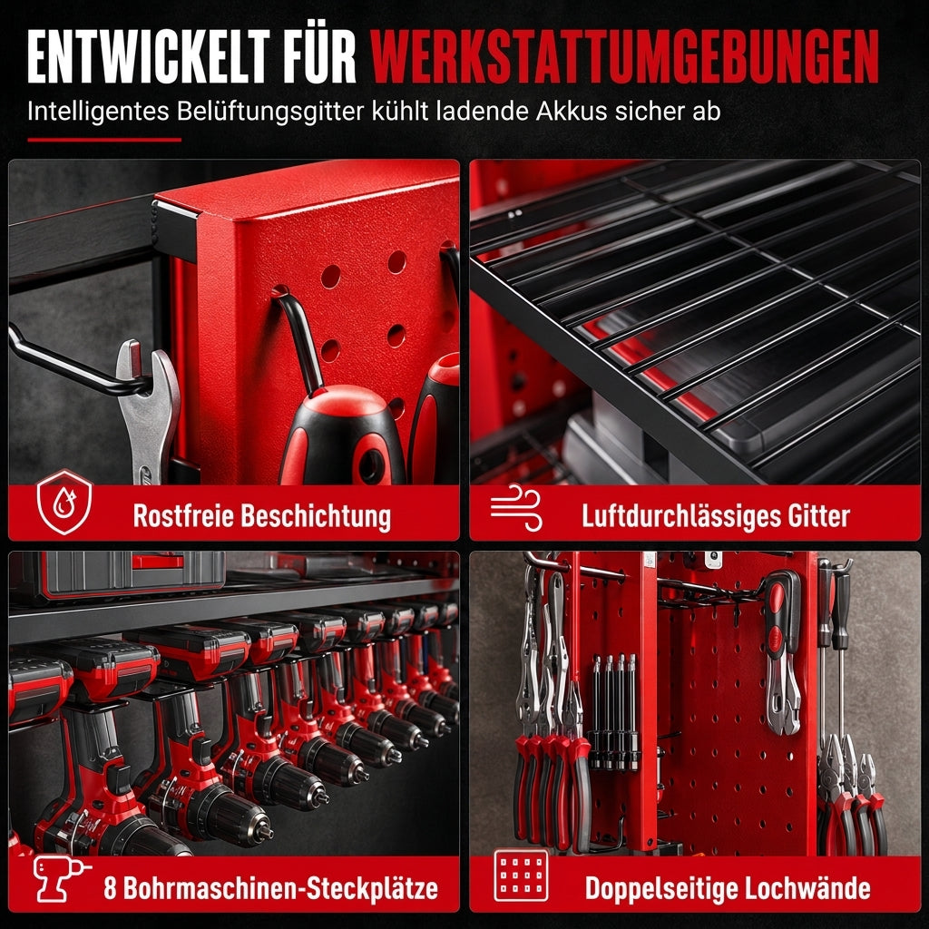 📢📢 50 % RABATT 🛠️ Wandmontiertes Werkzeugregal aus Stahl – Bohrer & Werkzeuge platzsparend aufbewahren