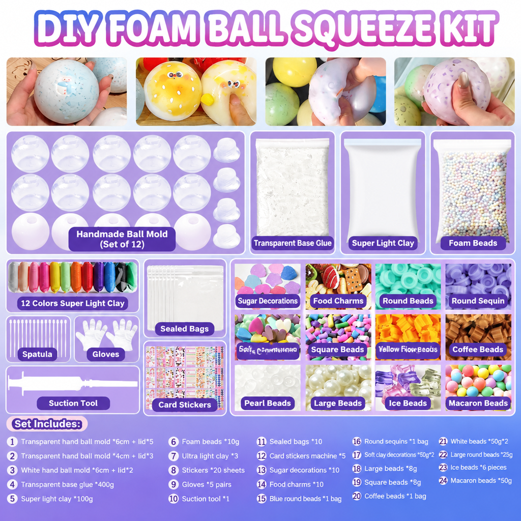 DIY Knetball Bastelset, langsamer Stressabbau, handgemachtes Spielzeugset für Kinder