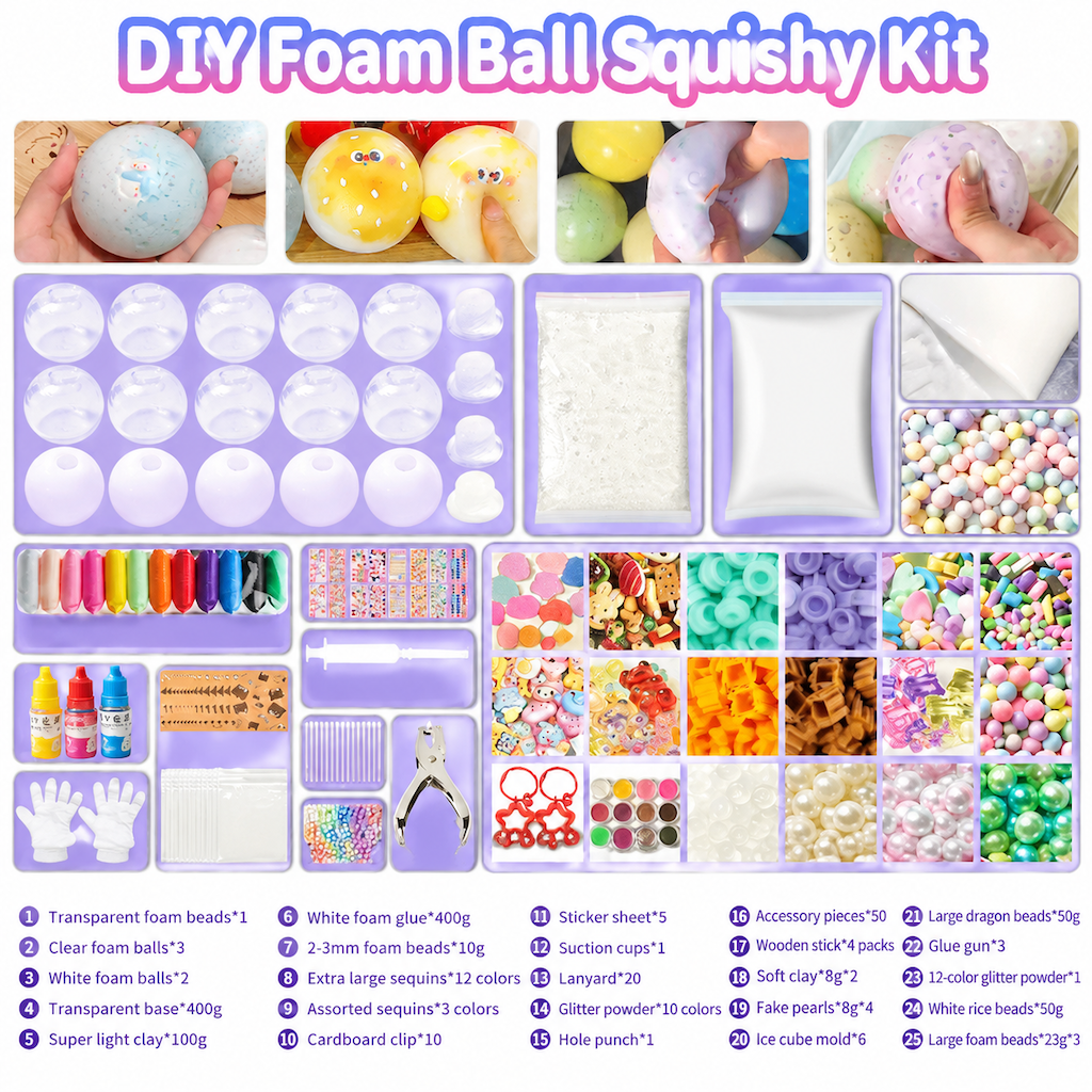 DIY Knetball Bastelset, langsamer Stressabbau, handgemachtes Spielzeugset für Kinder