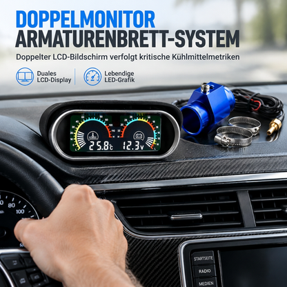 🌡️ 50% RABATT! 📟 12V/24V LCD-Anzeige – Wassertemperatur & Spannung mit T-Stück ✨