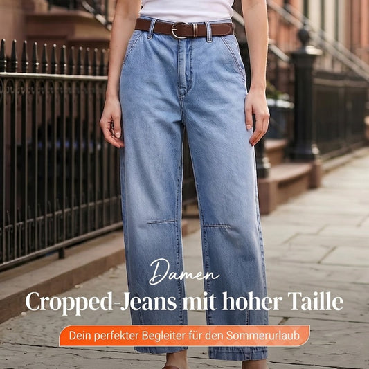 Damen-Jeans mit hoher Taille und verkürztem Schnitt