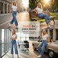 Damen-Jeans mit hoher Taille und verkürztem Schnitt