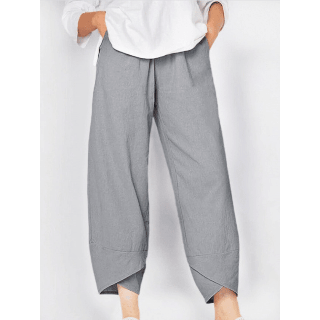 👖Jetzt 50 % Rabatt!✨Vintage-Hose mit asymmetrischem Gummibund und Taschen – Einzigartiges Design, bequeme Passform und funktionaler Stil🌸